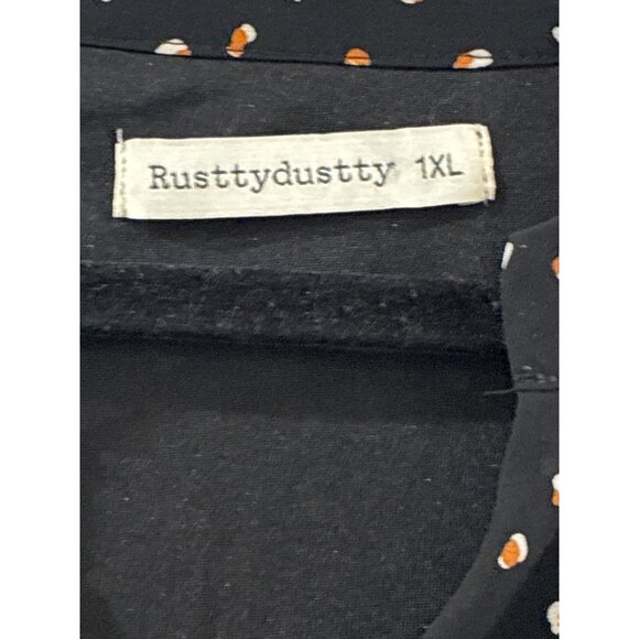 Rusttydustty Dress Modern Bohemia Embroidered maxi with white polka dot size 1X - Picture 4 of 7